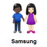 Woman and Man Holding Hands: Light Skin Tone, Dark Skin Tone on Samsung