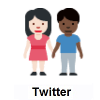 Woman and Man Holding Hands: Light Skin Tone, Dark Skin Tone on Twitter Twemoji
