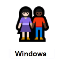 Woman and Man Holding Hands: Light Skin Tone, Dark Skin Tone on Microsoft Windows