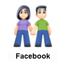 Woman and Man Holding Hands: Light Skin Tone on Facebook