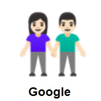 Woman and Man Holding Hands: Light Skin Tone on Google Android