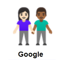 Woman and Man Holding Hands: Light Skin Tone, Medium-Dark Skin Tone on Google Android