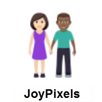 Woman and Man Holding Hands: Light Skin Tone, Medium-Dark Skin Tone on JoyPixels