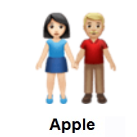 Woman and Man Holding Hands: Light Skin Tone, Medium-Light Skin Tone on Apple iOS