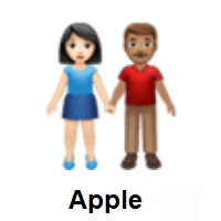 Woman and Man Holding Hands: Light Skin Tone, Medium Skin Tone on Apple iOS