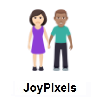 Woman and Man Holding Hands: Light Skin Tone, Medium Skin Tone on JoyPixels
