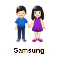 Woman and Man Holding Hands: Light Skin Tone on Samsung