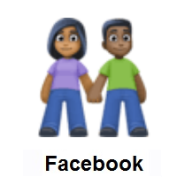 Woman and Man Holding Hands: Medium-Dark Skin Tone, Dark Skin Tone on Facebook