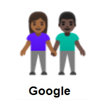 Woman and Man Holding Hands: Medium-Dark Skin Tone, Dark Skin Tone on Google Android