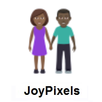 Woman and Man Holding Hands: Medium-Dark Skin Tone, Dark Skin Tone on JoyPixels