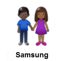 Woman and Man Holding Hands: Medium-Dark Skin Tone, Dark Skin Tone on Samsung