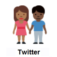Woman and Man Holding Hands: Medium-Dark Skin Tone, Dark Skin Tone on Twitter Twemoji