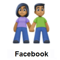 Woman and Man Holding Hands: Medium-Dark Skin Tone on Facebook