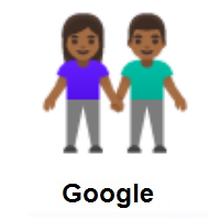 Woman and Man Holding Hands: Medium-Dark Skin Tone on Google Android