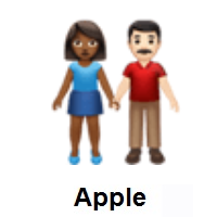 Woman and Man Holding Hands: Medium-Dark Skin Tone, Light Skin Tone on Apple iOS