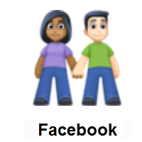 Woman and Man Holding Hands: Medium-Dark Skin Tone, Light Skin Tone on Facebook