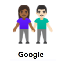 Woman and Man Holding Hands: Medium-Dark Skin Tone, Light Skin Tone on Google Android