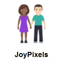 Woman and Man Holding Hands: Medium-Dark Skin Tone, Light Skin Tone on JoyPixels