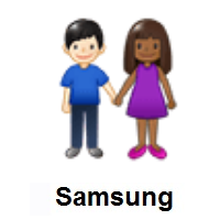 Woman and Man Holding Hands: Medium-Dark Skin Tone, Light Skin Tone on Samsung