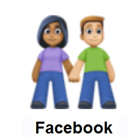 Woman and Man Holding Hands: Medium-Dark Skin Tone, Medium-Light Skin Tone on Facebook