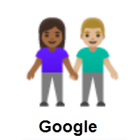Woman and Man Holding Hands: Medium-Dark Skin Tone, Medium-Light Skin Tone on Google Android