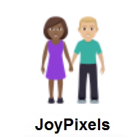 Woman and Man Holding Hands: Medium-Dark Skin Tone, Medium-Light Skin Tone on JoyPixels