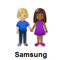 Woman and Man Holding Hands: Medium-Dark Skin Tone, Medium-Light Skin Tone on Samsung