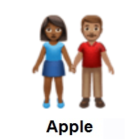 Woman and Man Holding Hands: Medium-Dark Skin Tone, Medium Skin Tone on Apple iOS