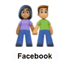 Woman and Man Holding Hands: Medium-Dark Skin Tone, Medium Skin Tone on Facebook