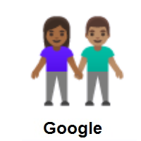 Woman and Man Holding Hands: Medium-Dark Skin Tone, Medium Skin Tone on Google Android