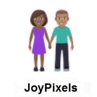 Woman and Man Holding Hands: Medium-Dark Skin Tone, Medium Skin Tone on JoyPixels