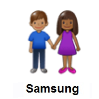 Woman and Man Holding Hands: Medium-Dark Skin Tone, Medium Skin Tone on Samsung