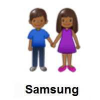 Woman and Man Holding Hands: Medium-Dark Skin Tone on Samsung