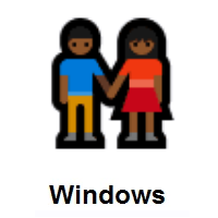 Woman and Man Holding Hands: Medium-Dark Skin Tone on Microsoft Windows