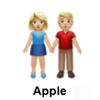 Woman and Man Holding Hands: Medium-Light Skin Tone on Apple iOS