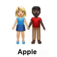 Woman and Man Holding Hands: Medium-Light Skin Tone, Dark Skin Tone on Apple iOS