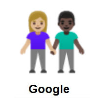 Woman and Man Holding Hands: Medium-Light Skin Tone, Dark Skin Tone on Google Android