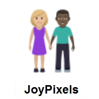 Woman and Man Holding Hands: Medium-Light Skin Tone, Dark Skin Tone on JoyPixels