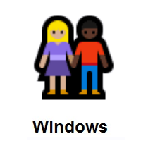 Woman and Man Holding Hands: Medium-Light Skin Tone, Dark Skin Tone on Microsoft Windows