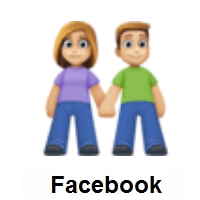Woman and Man Holding Hands: Medium-Light Skin Tone on Facebook