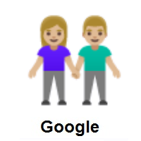 Woman and Man Holding Hands: Medium-Light Skin Tone on Google Android