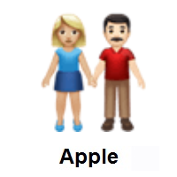 Woman and Man Holding Hands: Medium-Light Skin Tone, Light Skin Tone on Apple iOS