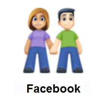 Woman and Man Holding Hands: Medium-Light Skin Tone, Light Skin Tone on Facebook