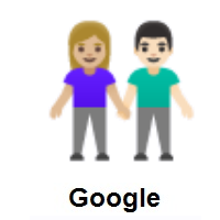 Woman and Man Holding Hands: Medium-Light Skin Tone, Light Skin Tone on Google Android