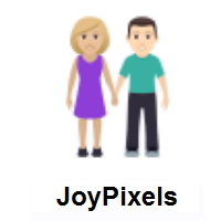 Woman and Man Holding Hands: Medium-Light Skin Tone, Light Skin Tone on JoyPixels