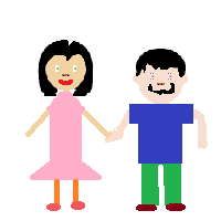 Woman and Man Holding Hands: Medium-Light Skin Tone, Light Skin Tone