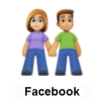 Woman and Man Holding Hands: Medium-Light Skin Tone, Medium Skin Tone on Facebook