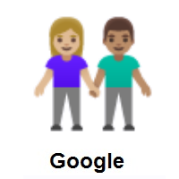 Woman and Man Holding Hands: Medium-Light Skin Tone, Medium Skin Tone on Google Android