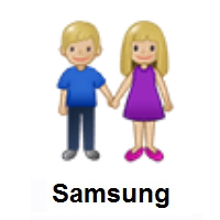 Woman and Man Holding Hands: Medium-Light Skin Tone on Samsung