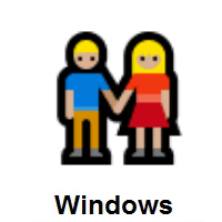 Woman and Man Holding Hands: Medium-Light Skin Tone on Microsoft Windows